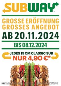 Neueröffnung Subway Gummersbach, Neueröffnung mit Mega Angebot Subway Gummersbach Bis 08.12.2024 jedes 15 cm Sandwich für nur 4,